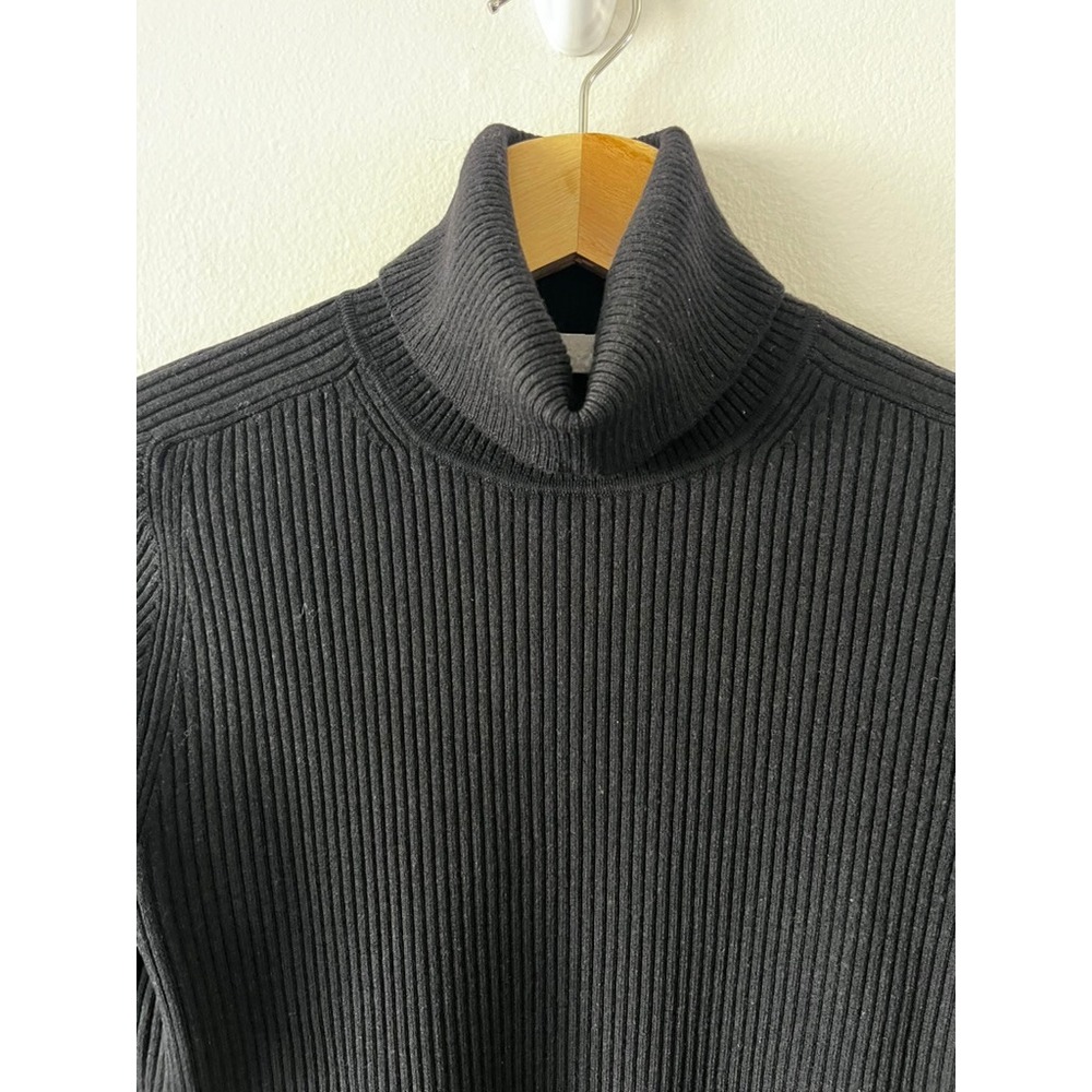 Everlane Ribbed Knit Turtleneck Sweater Wool Blend Black size large - Picture 3 of 12